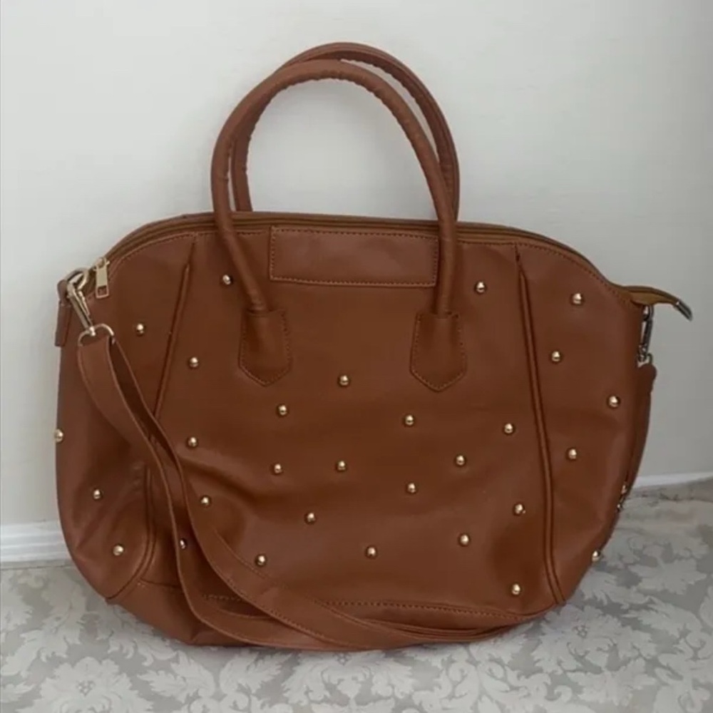 Elegant Brown Studded Handbag